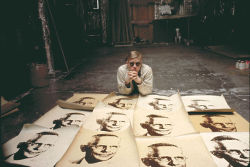 euo:Andy Warhol with ‘The American Man (Portrait of Watson Powell)’ at The Factory (1964) 