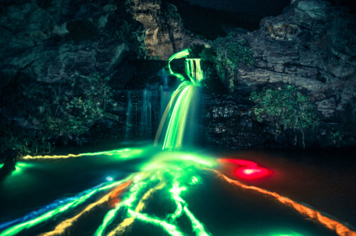 mothernaturenetwork: This is what happens when you toss glow sticks into a waterfallIn “Neon L