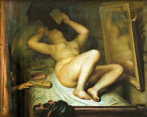 art-mirrors-art:  Antoine Wiertz - The reader of novels (1853)