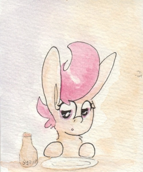 slightlyshade:It’s Scootaloo and a huge stack of pancakes… but where’d the pancakes go? x3