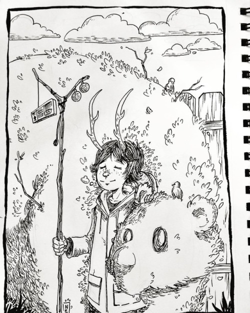 Inktober day 2- Tranquil. Suburban Druid. Still behind, still not stopping! -Nate #inktober #inktobe