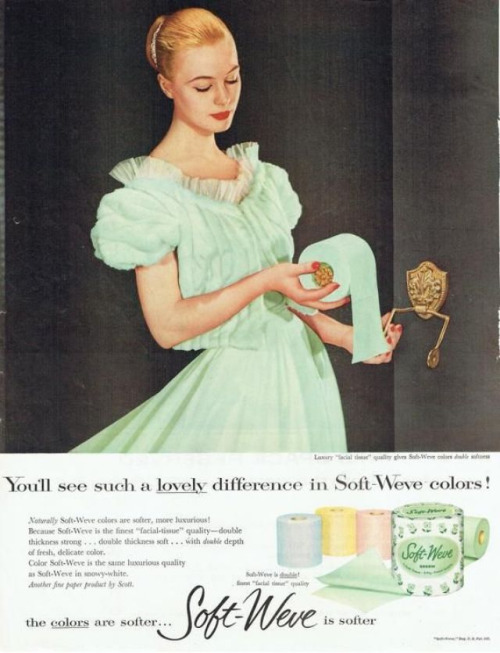 Toilet paper and facial tissue weren’t always just white. Back in the 1950s, ’60s and &r