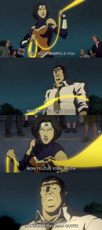 uselessgirlrage:  doriandawes:  thespiritofyamato:  MOTHERFUCKERS COULDN’T GET ON WONDER WOMEN’S LEVEL   Still bringing up that she never made fun of this man or mocked him. She told him to embrace his truth and to stop being ashamed.  WW is a fucking