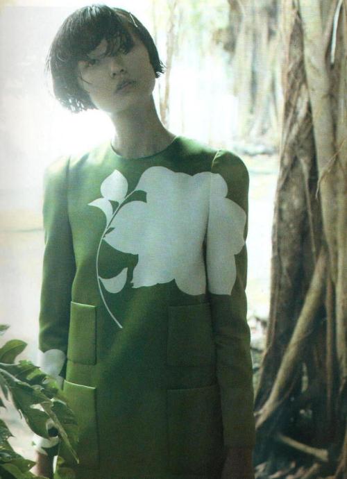 Wang Xiao shot by Laurie Bartley for Elle, March 2013