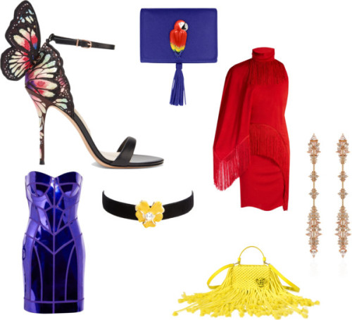 miami cocktail by louisjames featuring a yellow necklaceGivenchy slimming dress / Sophia Webster bla