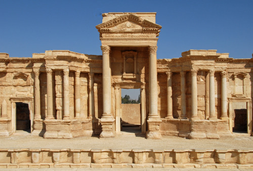 classicalmonuments:Theatre of PalmyraPalmyra (Tadmor), Syria2nd century CEThe second-century CE thea