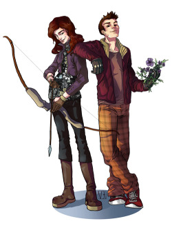 virtualcarrot:  Finally finished Kayo&rsquo;s commission.  I would like a picture of hunter!Stiles with the second character as either Derek or hunter!Allison. I really want a bow in the picture, of course, and I love when you use sort of a print […]