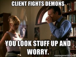 socialworkmemes:Behold!  The Client/Social Worker relationship! Happy Halloween!