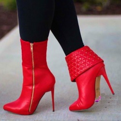 ideservenewshoesblog:  Azelea - Red Booties By Blamer Shoes