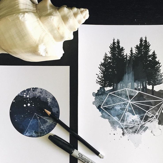 wordsnquotes:  Geometric Watercolor Illustrations by Ella T.Canadian based artist
