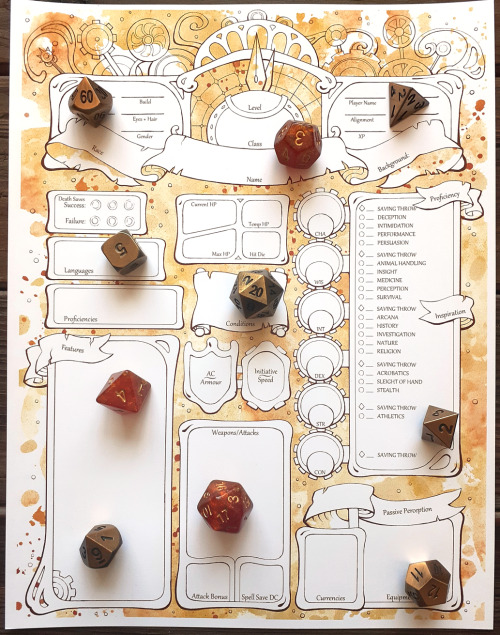 Clockwork Themed Character Sheets ~ ✨Custom player character sheets for D&amp;D 5e.Perfect for your 