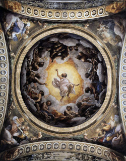 masterpiecedaily:  Correggio Vision of St John on Patmos 1520-24  Cupola della Chiesa di San Giovanni Evangelista, Parma