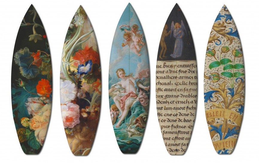 itscolossal:  Famous Oil Paintings Add a Modern Twist to Limited Edition Boards 
