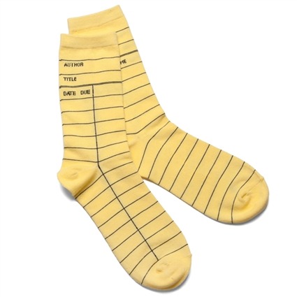 teachingliteracy:via out of print clothing.Library card socks.