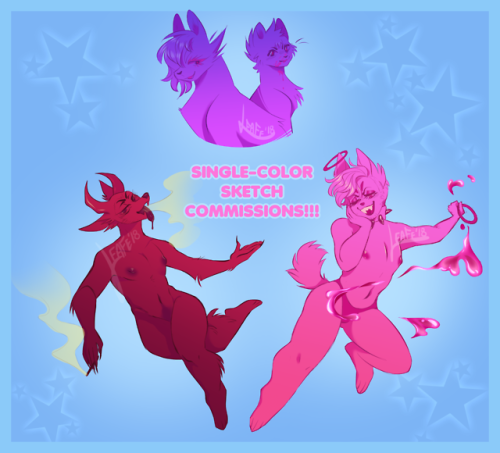 heavenlyglory: i’m opening up one-color sketch commissions! these are $20+, price depends on w