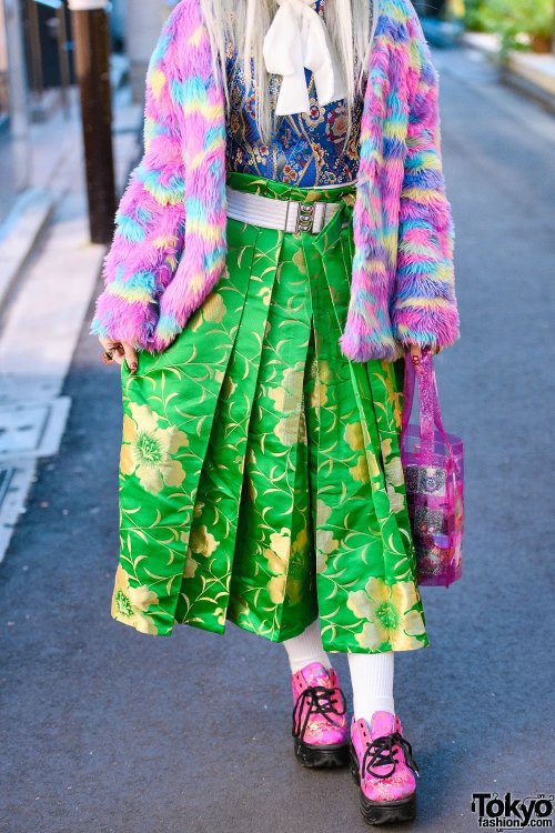 tokyo-fashion:Spinns clothing shop staffer Bakimero on the street in Harajuku wearing a ACDC Rag fuz