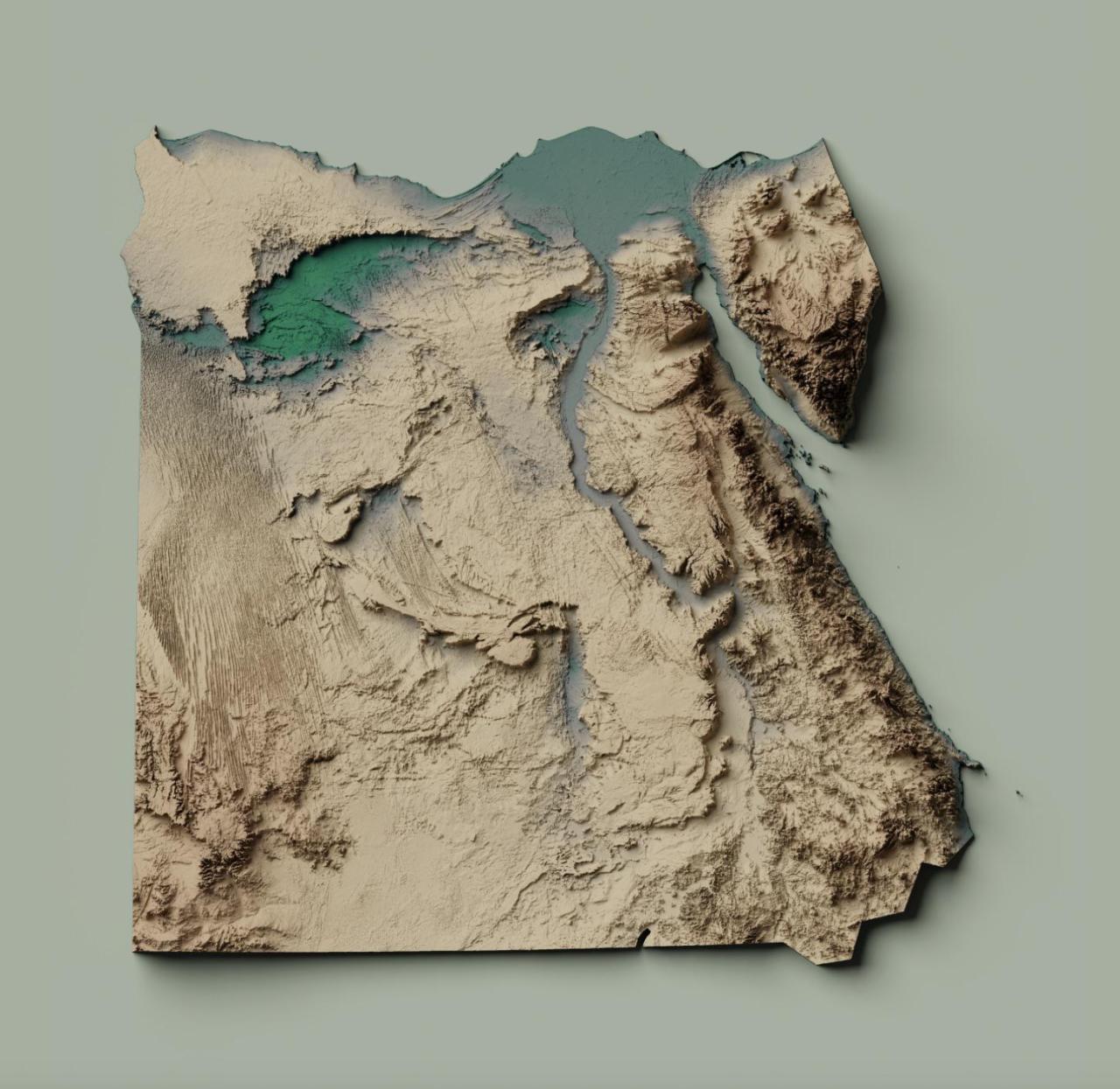 Exaggerated relief map of Egypt. - Maps on the Web