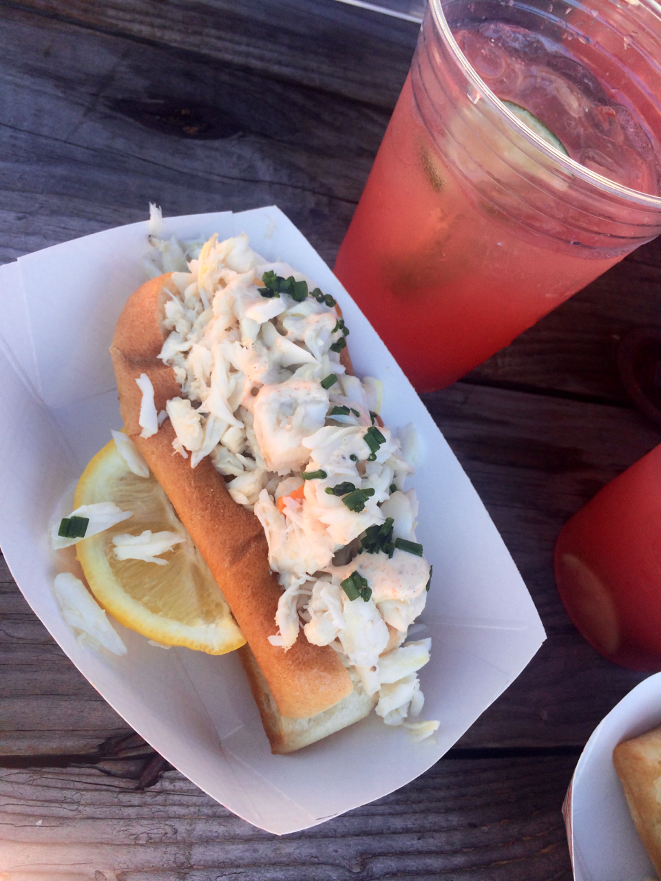 Hot summer day begets Brooklyn Crab begets Watermelon Limeade with gin begets King Crab roll.