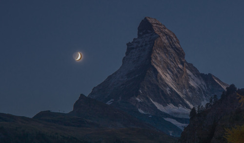 Matterhorn and new moon.