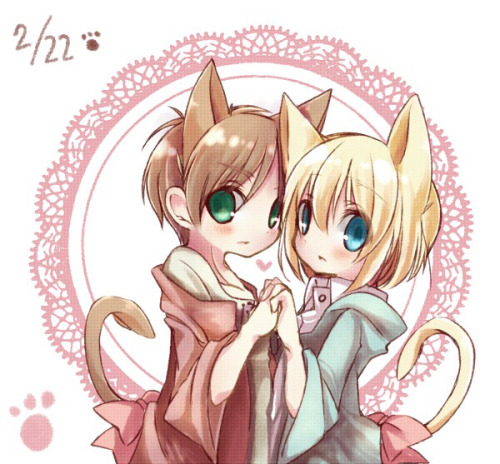 dreamyanimeboys:Attack on Cuteness.Chibi Eren and Armin hugging, cuddling, and smooching. Check your