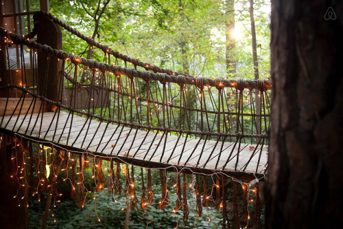 treehauslove:  Secluded Intown Treehouse. Three amazing treehouse rooms connected to each other by rope-bridges. All of the rooms are decorated with antique items gathered from the flea markets. A truly beautiful place to stay! Located in  Atlanta, Georgi