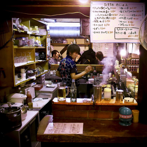 Fresh beer and crispy yakitori