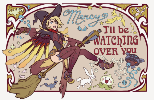 dawnf1re:In honor of my fav season & Halloween Overwatch event – Shiny Chariot poster of witch Mercy ~ !