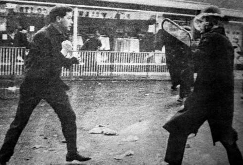 oglaighnaheireann: Derry boxer Mickey Deehan taking on the RUC.Picture taken in August 1969, Mickey 