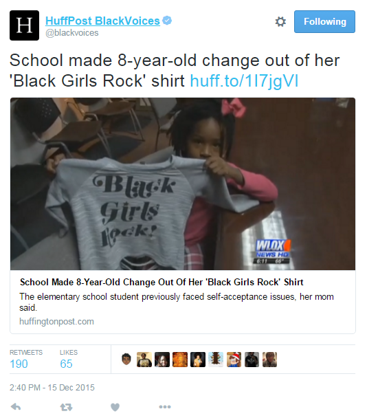 stare-me-down:      Makiyah-Jae, 8, was forced to change her shirt that read “Black