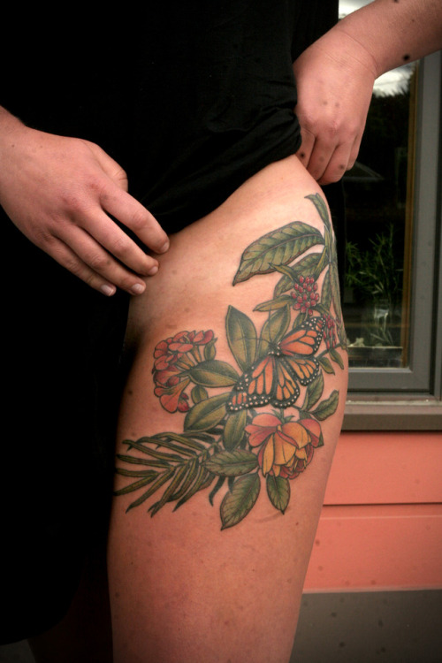 tropical plants and monarch butterfly and a rose for Katie, thanks so so much!