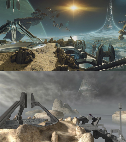 byzantine-love-machine:  Halo 2 Anniversary Comparison Screenshots - This nearly brings a tear to my eye.  Seriously though, I’m really glad that they made the Sangheili look like they’re supposed to.  In the original games they look like friendly