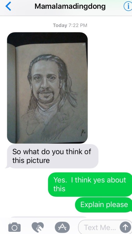 everydayatleast: ineedthislikeaholeinthehead: My mom sent me a portrait my brother drew of the Lin. 