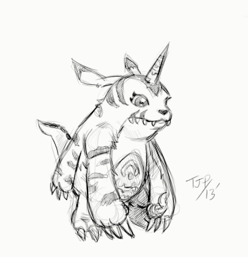 thatkid421:  A little Digimon fan art. Gabumon was always a favorite. 