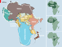 mapsontheweb:  Africa is much, much bigger