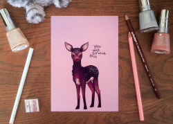 thelatestkate:  Good news, everyone! Cosmic Deer and Cosmic Owl postcard prints are for sale in my Etsy shop! Ships worldwide. :)