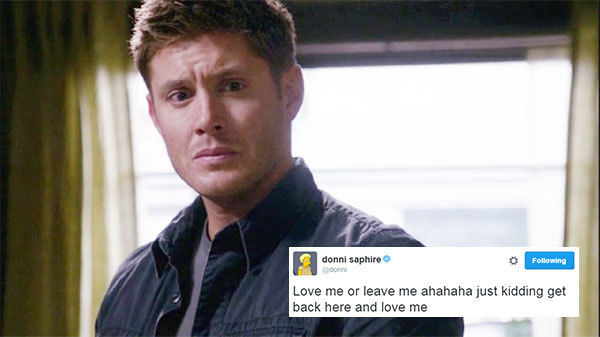 livebloggingmydescentintomadness: destiel tweet meme: the reckoning