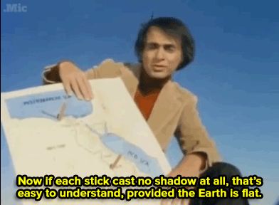 trashboat: micdotcom:  the-future-now:  Watch: Carl Sagan schooled B.o.B. on his flat Earth theory more than 30 years ago  Follow @the-future-now  🐸☕️   bipch erastosthenes schooled b.o.b. 2,230 years ago 