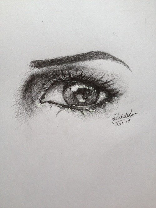 Doodle of an eye.  Graphite and gouache on sketchbook paper. 