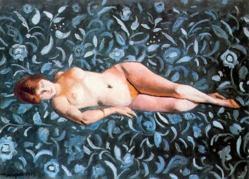 art-centric:  Nude on a Blue Background Albert Marquet, 1913 