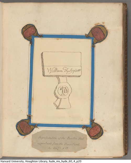 Ireland, W. H. (William Henry), 1777-1835. Forgery of Shakespeare&rsquo;s signature, ca. 1795.MS