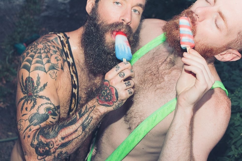 gabeladuke:  Shot by tristanginger #mankini #bananahammock #popsicles #BroMos #tattoos