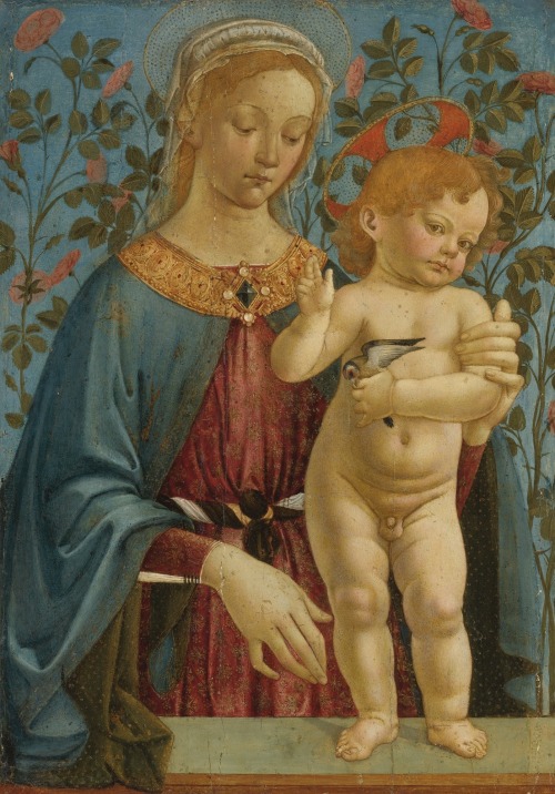 koredzas:Workshop of Andrea del Verrocchio - The Madonna And Child Resting at a Parapet. 1425 - 1488