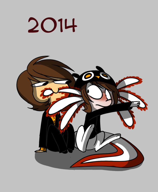 useless-adult-roommate:I re-drew a picture! I learned how to push poses a lot better!