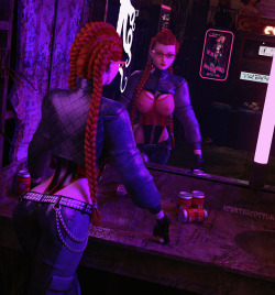 petercottonster: Neon Right, so I’m trying to maintain a weekly posting schedule. Here’s hoping it lasts. Enjoy this pic of a punky Claire getting ready to drink beers and trash some punks. Pete 