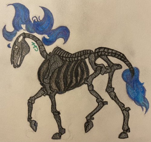 ciceroandthelistener: A late Halloween drawing of a spoopy Arvak. Went with a Shire horse skeleton f