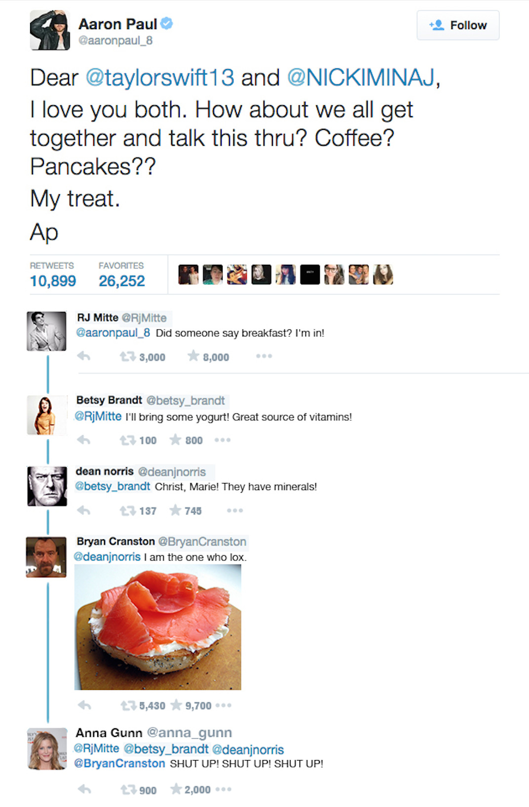 funnyordie:  Aaron Paul tried to settle the Nicki Minaj vs. Taylor Swift beef and
