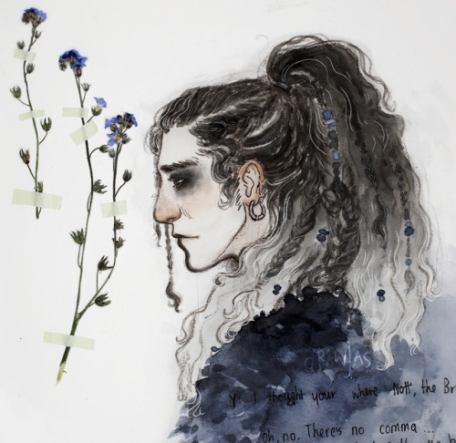 drawjas:more Yasha! but this time with flowers I pressed last month.. when Nott gave her those stole