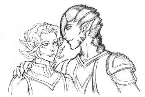 I got a bit excited about Zarkon/Alfor, so here are sketches of them having a Teen Romance™.&n