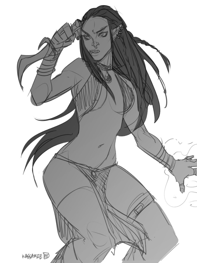 kassarie-art:  Quick sketch of a random orc warlock.