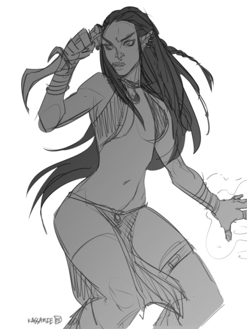kassarie-art:  Quick sketch of a random orc warlock.